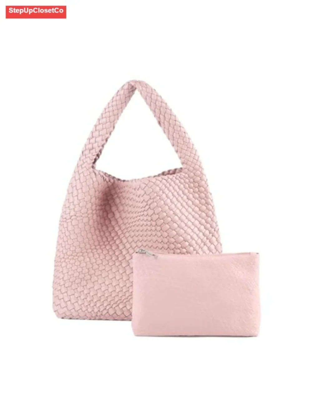 Woven Tote Vegan Leather Handbag Women Shoulder Top-Handle Purse